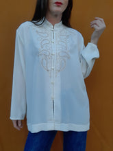 Charger l'image dans la galerie, Tunique "Seconde" Sophia - Broderies fantaisies et col mao. Taille XXXL, 46, 48.