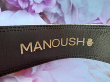 Charger l'image dans la galerie, Ceinture vintage Fiona - Cuir et dentelle bronze. Boucle vierge. Manoush. T 80