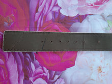 Charger l'image dans la galerie, Ceinture vintage Fiona - Cuir et dentelle bronze. Boucle vierge. Manoush. T 80