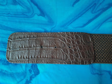 Charger l'image dans la galerie, Ceinture vintage Louise - Grosse boucle. Élastiquée marron. T 80. Made in France.