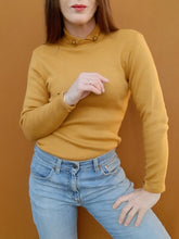 Charger l'image dans la galerie, Pull vintage Célia - Col montant boutonné. Moutarde. Taille S, 36, 38