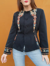 Charger l'image dans la galerie, Blazer vintage Carry - Très cintré. Broderies géométriques. Taille M, 38, 40. Garuzo