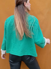 Charger l'image dans la galerie, Veste fine "Seconde" Cassy - Coton vert à carreaux ajourés. Taille L, 40, 42