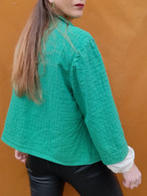Charger l'image dans la galerie, Veste fine "Seconde" Cassy - Coton vert à carreaux ajourés. Taille L, 40, 42