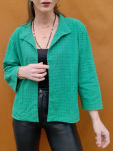 Charger l'image dans la galerie, Veste fine "Seconde" Cassy - Coton vert à carreaux ajourés. Taille L, 40, 42