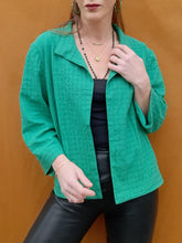 Charger l'image dans la galerie, Veste fine "Seconde" Cassy - Coton vert à carreaux ajourés. Taille L, 40, 42