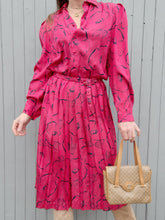 Charger l'image dans la galerie, Robe plissée vintage Églantine - Imprimé floral irisé. Taille M, 38, 40. Devernois. Made in France.