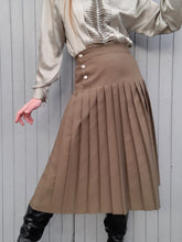 Charger l'image dans la galerie, Jupe vintage Sophie - Plissée vert kaki. Taille XXL, 44, 46.