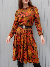 Charger l'image dans la galerie, Robe vintage Marthe - Feuillage Automnal. Taille M, 38, 40. Made in France.