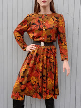 Charger l'image dans la galerie, Robe vintage Marthe - Feuillage Automnal. Taille M, 38, 40. Made in France.