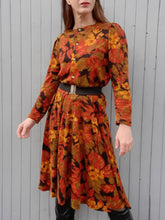 Charger l'image dans la galerie, Robe vintage Marthe - Feuillage Automnal. Taille M, 38, 40. Made in France.