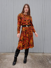 Charger l'image dans la galerie, Robe vintage Marthe - Feuillage Automnal. Taille M, 38, 40. Made in France.