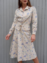 Charger l'image dans la galerie, Ensemble vintage Charline - Veste fine et jupe trapèze. Imprimé floral. Taille M, 38, 40