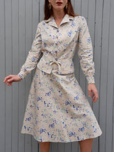 Charger l'image dans la galerie, Ensemble vintage Charline - Veste fine et jupe trapèze. Imprimé floral. Taille M, 38, 40