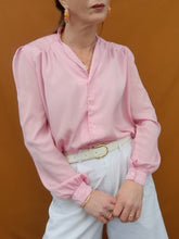 Charger l'image dans la galerie, Chemisier vintage Agathe - Rose. Taille M, 38, 40. Made in France.