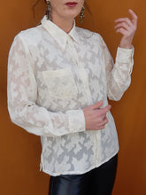Charger l'image dans la galerie, Chemisier vintage Ambre - feuillage. Taille M, 38, 40. Carole Richard. Made in France