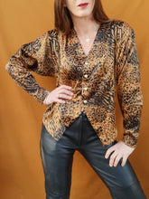 Charger l'image dans la galerie, Blouse vintage Caterina - Léopard. Taille S, 36, 38. Paul Haik. Made in France