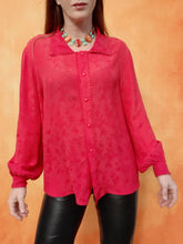 Charger l'image dans la galerie, Chemisier vintage Odette - Fleuri rouge. Taille L, 40, 42. Made in Italy