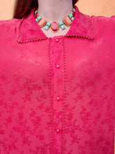 Charger l'image dans la galerie, Chemisier vintage Odette - Fleuri rouge. Taille L, 40, 42. Made in Italy