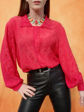Charger l'image dans la galerie, Chemisier vintage Odette - Fleuri rouge. Taille L, 40, 42. Made in Italy
