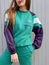 Charger l'image dans la galerie, Survêtement vintage Floria - Sweat-shirt et jogging Adidas. Vert et violet. Taille S, 36, 38.