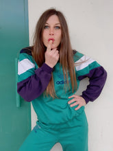Charger l'image dans la galerie, Survêtement vintage Floria - Sweat-shirt et jogging Adidas. Vert et violet. Taille S, 36, 38.