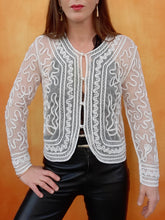 Charger l'image dans la galerie, Boléro vintage Constance - Voile transparent orné de perles et de broderies. Taille M, 38, 40