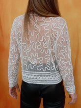Charger l'image dans la galerie, Boléro vintage Constance - Voile transparent orné de perles et de broderies. Taille M, 38, 40