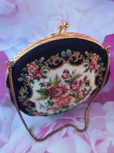 Charger l'image dans la galerie, Bourse ronde vintage Joséphine - Tapisserie fleurie. Toile Canvas