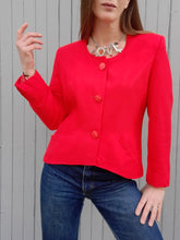 Charger l'image dans la galerie, Blazer vintage Alix - Lin rouge. Asymétrique. Taille L, 40, 42. Annette.