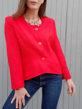 Charger l'image dans la galerie, Blazer vintage Alix - Lin rouge. Asymétrique. Taille L, 40, 42. Annette.