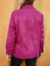 Charger l'image dans la galerie, Chemisier vintage Peggy - Fuchsia à rayures irisées. Taille M, 38, 40.