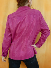 Charger l'image dans la galerie, Chemisier vintage Peggy - Fuchsia à rayures irisées. Taille M, 38, 40.