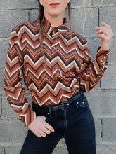 Charger l'image dans la galerie, Chemisier vintage Marina - Zigzag. Taille S, 36, 38. Yessica.