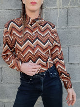 Charger l'image dans la galerie, Chemisier vintage Marina - Zigzag. Taille S, 36, 38. Yessica.