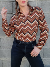 Charger l'image dans la galerie, Chemisier vintage Marina - Zigzag. Taille S, 36, 38. Yessica.