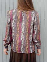 Charger l'image dans la galerie, Chemisier vintage Louisia - Col Lavallière. Taille S, 36, 38. Pascale Gouteland. Made in France.