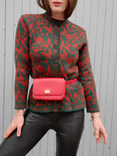 Charger l'image dans la galerie, Cardigan vintage Nelly - Imprimé floral rouille et émeraude. Taille S, 36, 38. Sortilège.