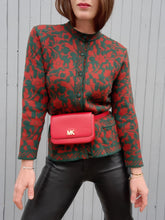 Charger l'image dans la galerie, Cardigan vintage Nelly - Imprimé floral rouille et émeraude. Taille S, 36, 38. Sortilège.