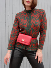 Charger l'image dans la galerie, Cardigan vintage Nelly - Imprimé floral rouille et émeraude. Taille S, 36, 38. Sortilège.