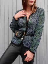 Charger l'image dans la galerie, Cardigan vintage Solveig - Imprimé volutes. Taille M ou 38, 40.