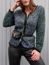 Charger l'image dans la galerie, Cardigan vintage Solveig - Imprimé volutes. Taille M ou 38, 40.