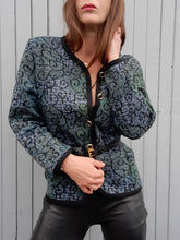Charger l'image dans la galerie, Cardigan vintage Solveig - Imprimé volutes. Taille M ou 38, 40.