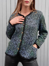 Charger l'image dans la galerie, Cardigan vintage Solveig - Imprimé volutes. Taille M ou 38, 40.