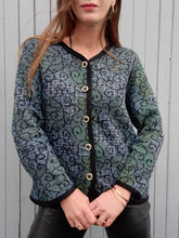 Charger l'image dans la galerie, Cardigan vintage Solveig - Imprimé volutes. Taille M ou 38, 40.