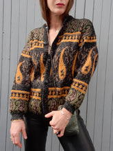 Charger l'image dans la galerie, Cardigan vintage Églantine - Imprimé Paisley scintillant. Taille L, 40, 42. Made in France