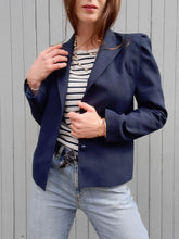 Charger l'image dans la galerie, Blazer vintage Séraphine - Bleu marine. Taille S, 36, 38. Made in France