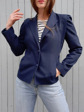 Charger l'image dans la galerie, Blazer vintage Séraphine - Bleu marine. Taille S, 36, 38. Made in France