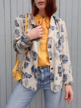 Charger l'image dans la galerie, Blazer vintage Hyacinthe - Lin fleuri. Taille L, 40, 42. Weinberg. Made in France