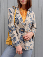 Charger l'image dans la galerie, Blazer vintage Hyacinthe - Lin fleuri. Taille L, 40, 42. Weinberg. Made in France